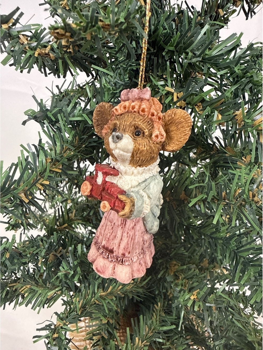 Vintage Old Lace 1986 Holiday Mouse Christmas Ornament Figurine